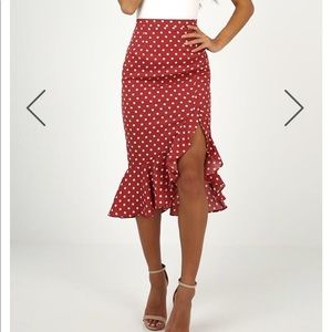 ShowPo midi polka dot skirt slit skirt